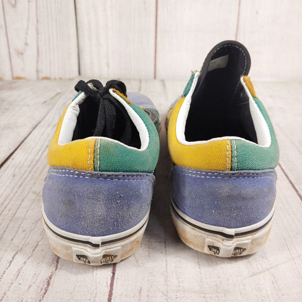 Vans Men 7 Women 8.5 - Classic Old Skool Shoes - Mix n Match Yellow Green Suede - Picture 5 of 14